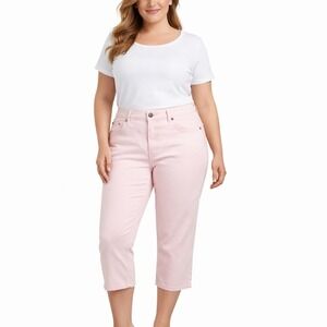 LAUREN JEANS CO Size 8 Pastel‎ Pink Denim 5 Pocket Capri Jeans Preppy Resortwear
